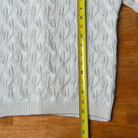 Vintage Mitsukoshi Knit Cardigan Women's Small Ecru Ivory Japanese Wool Feminine - Picture 7 of 12